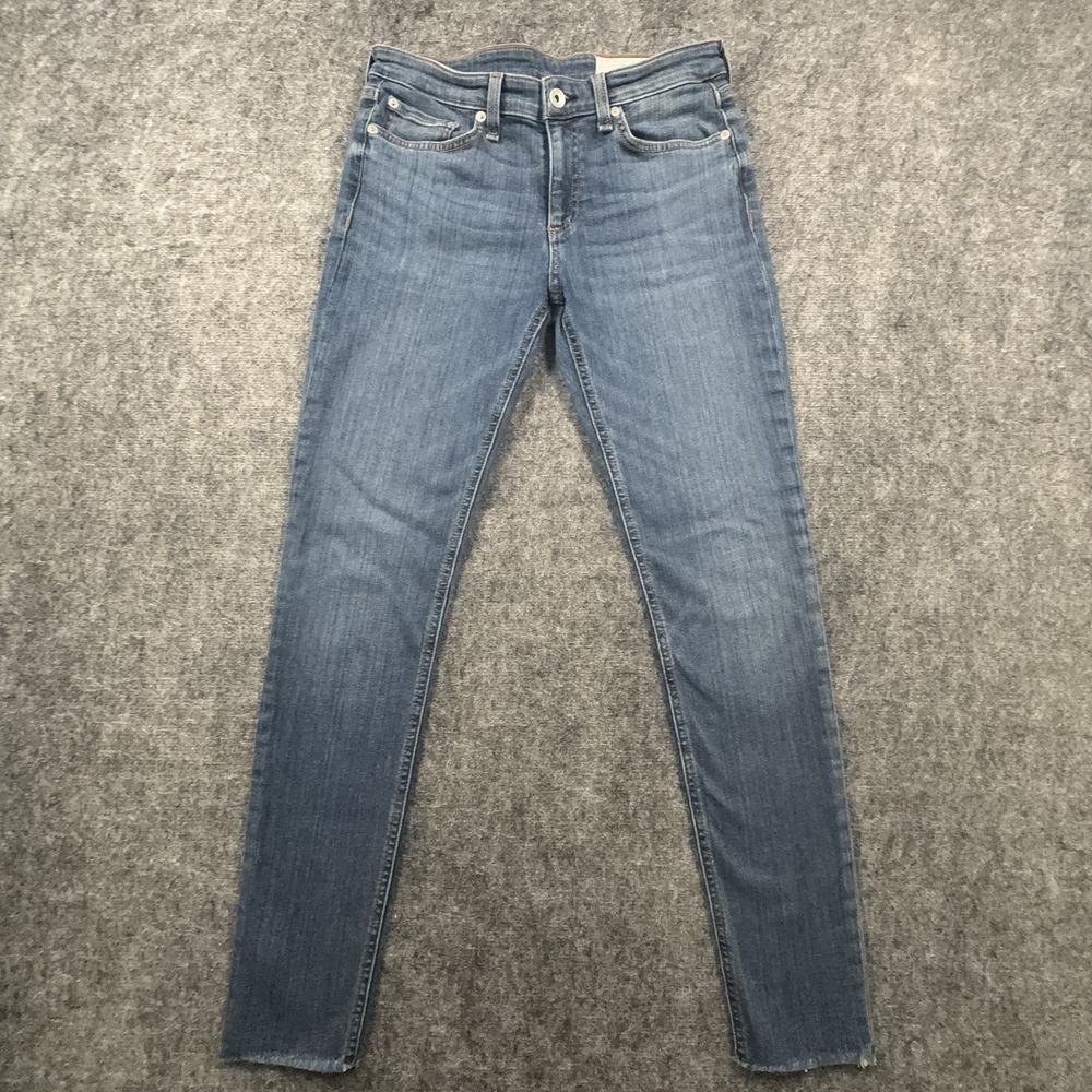 Rag & Bone Cate Jeans Womens 27x30 Juni Blue Denim Mid Rise Skinny Fray Raw Hem